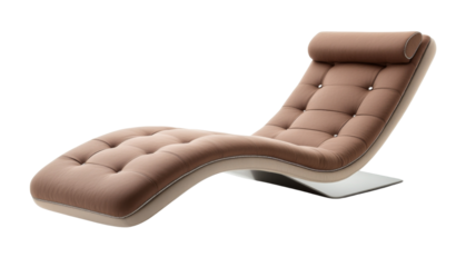Modern chaise lounge isolated on transparent background: inviting comfort and style