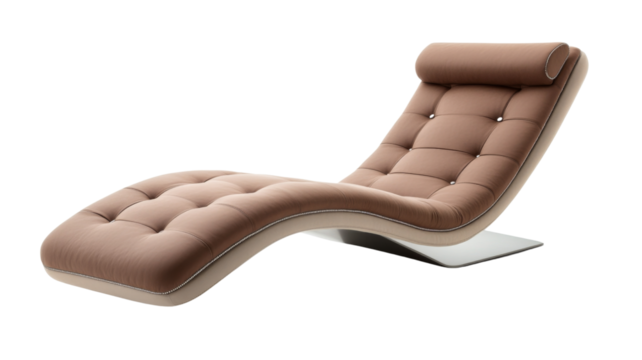 Modern chaise lounge isolated on transparent background: inviting comfort and style