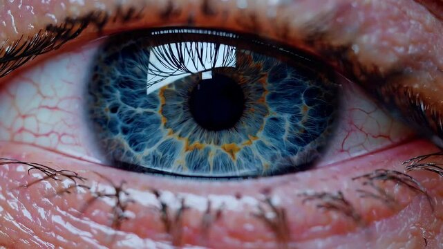 A breathtaking closeup of an intricate human eye featuring a stunning array of vibrant colors