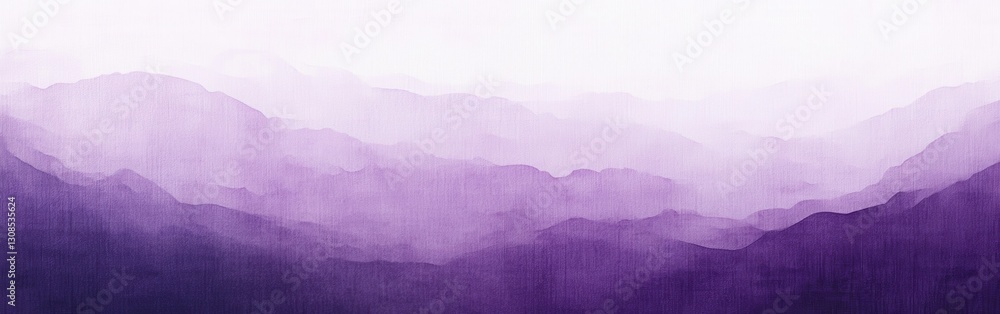 Poster pencil strokes create a soft gradient of purple mountains in a tranquil landscape at dusk