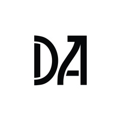 DA monogram logo design letter text name symbol monochrome logotype alphabet character simple logo