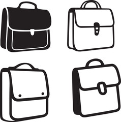 School Bag Set Silhouette Vector Art illustration