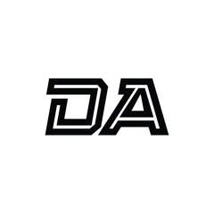 DA monogram logo design letter text name symbol monochrome logotype alphabet character simple logo
