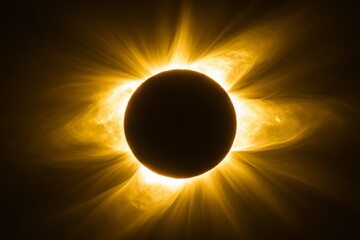 Naklejka premium Stunning Solar Eclipse with Radiant Corona and Celestial Background