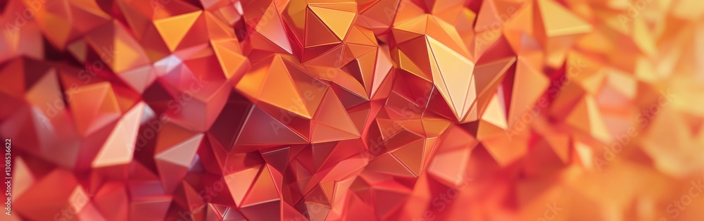 Aufkleber vibrant low-poly triangles in warm hues create a dynamic abstract pattern with depth and texture