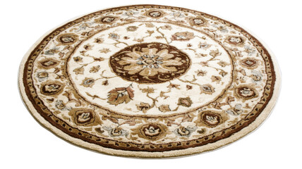 Obraz premium Round rug with ornate floral pattern on transparent background