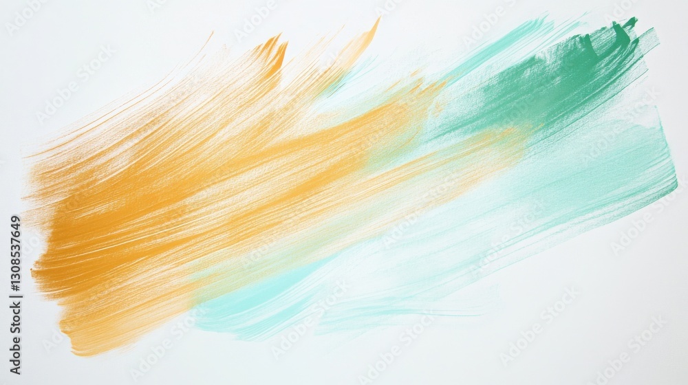 Aufkleber soft pencil strokes of pastel mint and warm orange layered on a blank canvas create an abstract comp