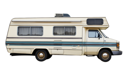 Classic rv camper van isolated on transparent background