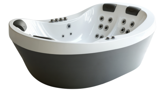 Modern hydromassage bathtub with transparent background featuring relaxation and wellness