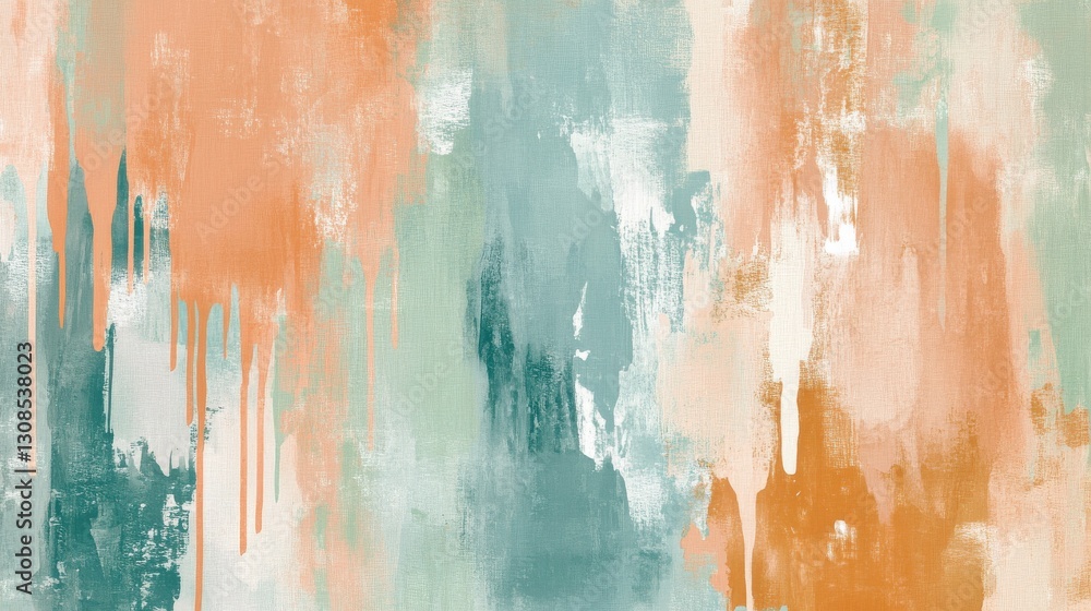Fototapete soft pencil strokes create a beautiful abstract pattern with muted amber and teal tones dripping dow
