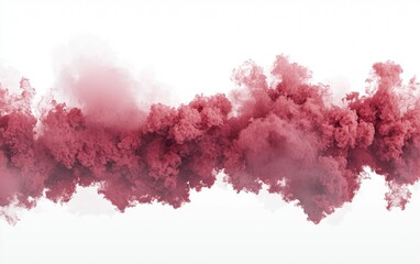 Naklejka premium Vibrant crimson smoke billowing against a stark white backdrop creating an ethereal atmosphere