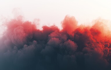 Fototapeta premium Vibrant red and dark clouds blend together on a serene background at dusk