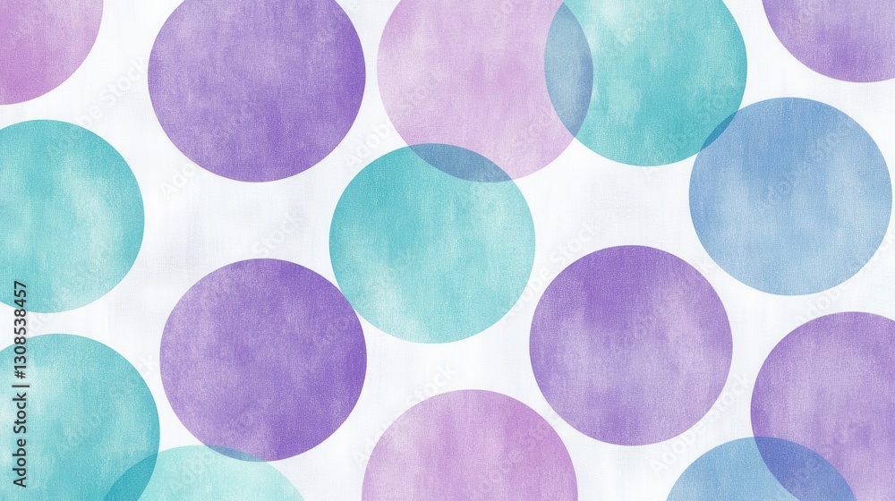 Poster Soft pencil strokes create a whimsical background with colorful circles in shades of blue and purple