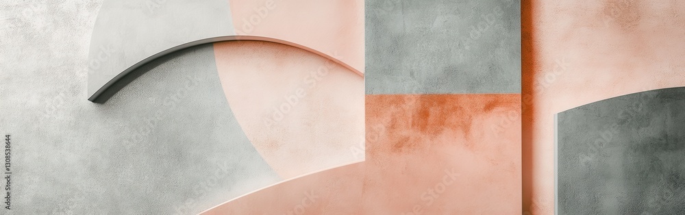 Poster soft pastel peach and gray incomplete shapes create a modern abstract composition for artistic decor