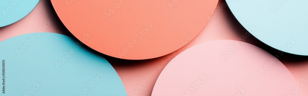 Poster soft pastel coral and blue half-circles create a calming abstract design ideal for modern decor and 