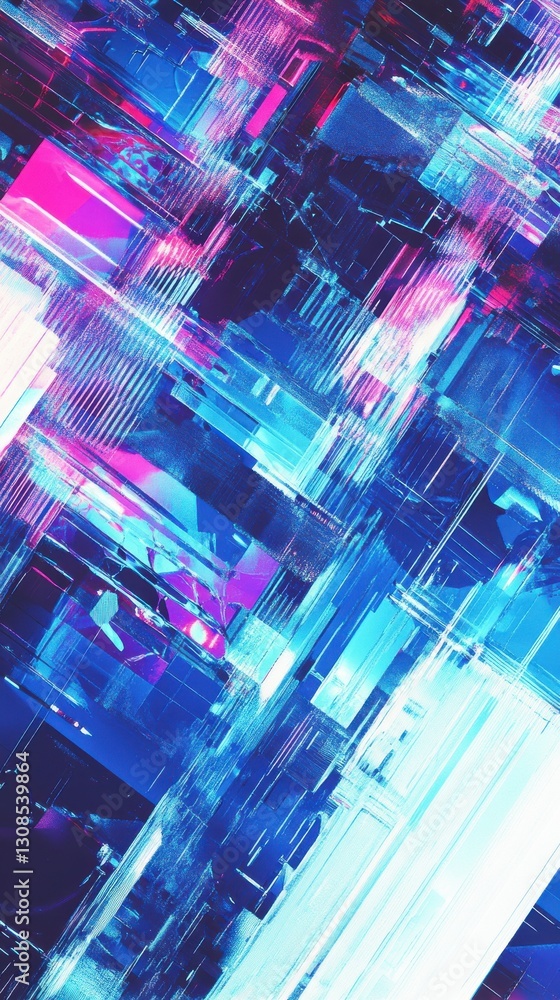 Poster Vibrant overlapping translucent patterns creating a dynamic visual experience in bright colors