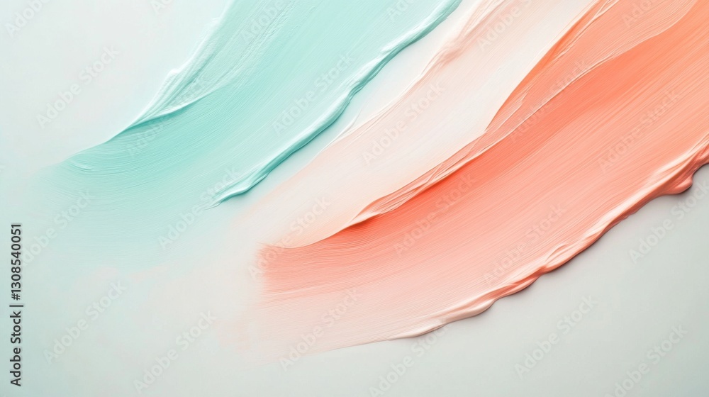 Poster beautiful minimalist composition featuring soft pastel brush strokes in tranquil colors on a smooth 