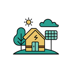 Naklejka premium solar panel powering a small house