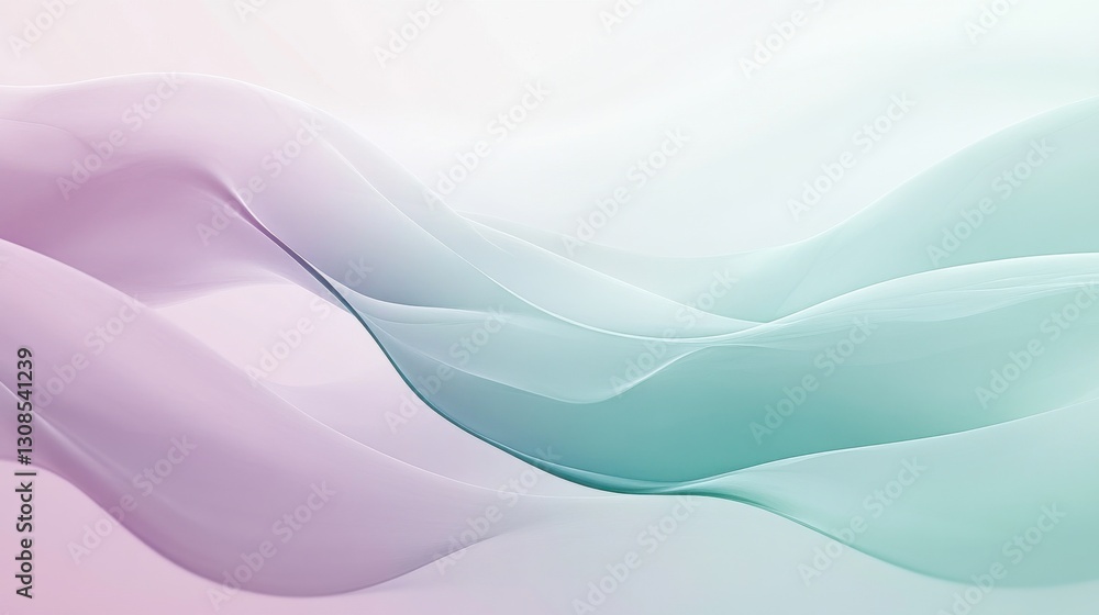 Aufkleber Minimalist pastel mint and lavender forms create a soft, flowing abstract composition that enhances tranquility