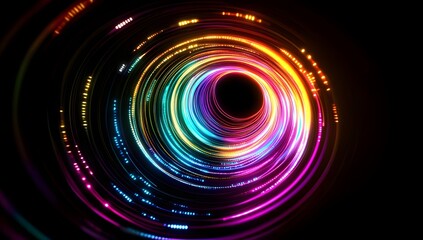 Colorful swirling tunnel of light