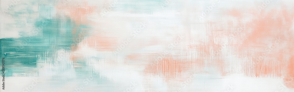 Aufkleber elegant white canvas art featuring faint pencil lines and soft hues of teal and peach for a tranquil
