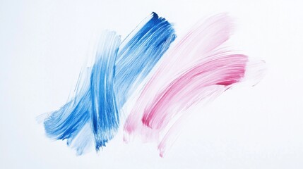 Fototapeta premium Creative abstract strokes in blue and pink on a smooth white background, showcasing vibrant color interplay and artistic expression