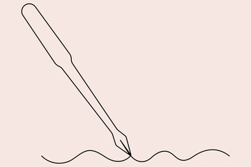 Continuous one line drawing of pen writing symbol outline vector illustration
