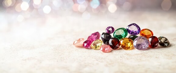 Vibrant collection of colorful birthstones displayed together showcasing their unique beauty and sparkling appeal
