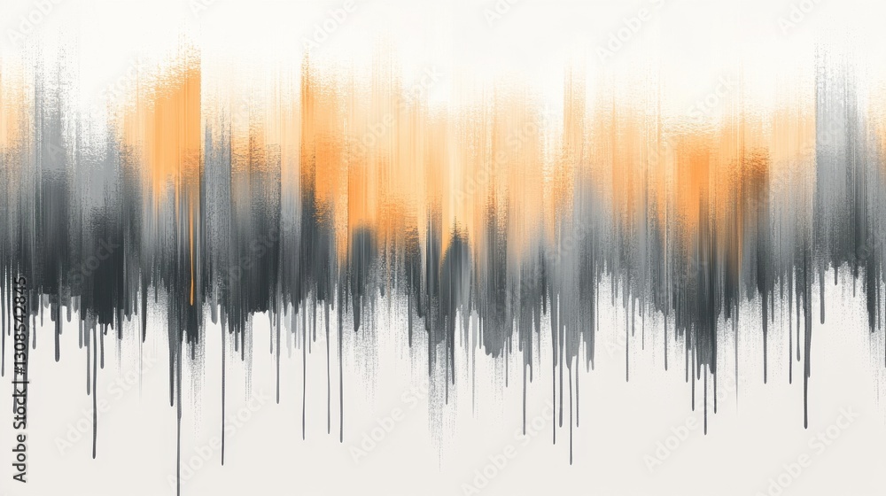 Poster elegant gradient of pencil strokes showcasing natural hues transitioning from soft orange to deep gr