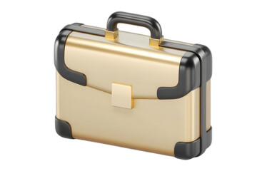 A high-quality, 3D model of a gold business briefcase with black accents. 