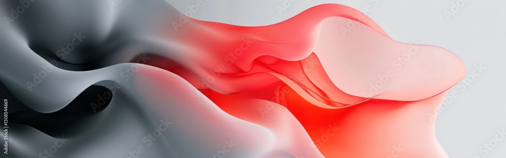 Aufkleber coral and gray abstract fabric waves create a sense of depth and movement