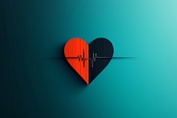 A heart icon featuring an electrocardiogram line on a blue gradient background. 