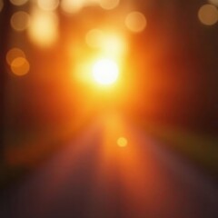 Bright orange and yellow sunrise bokeh, vibrant sun flares, photography, defocused