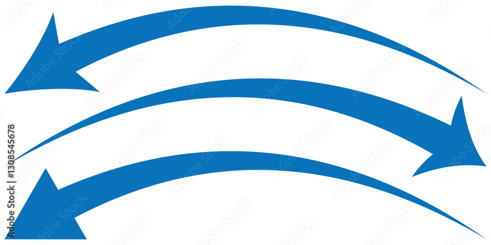 Poster blue curve arrow icon. arrow indicated the direction symbol. curved arrow sign. blue rounded arrow.