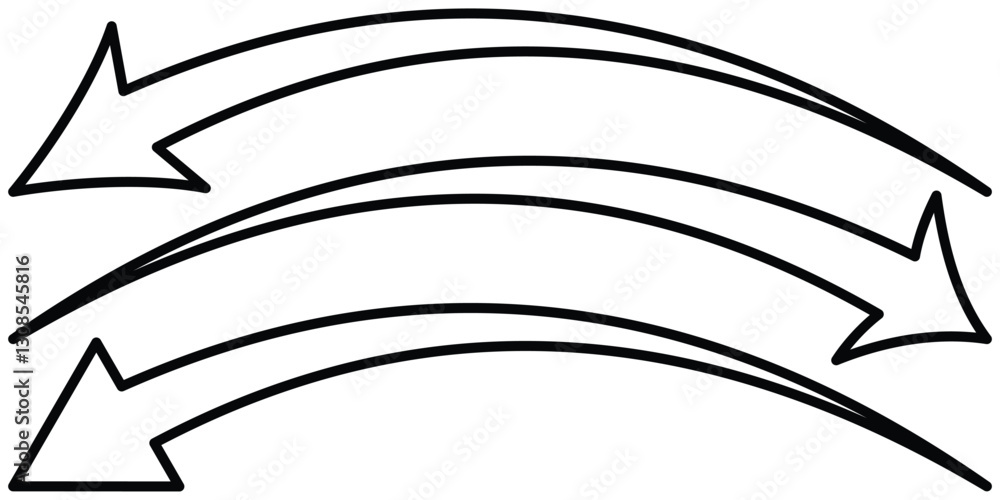 Poster curved arrow icon vector set. long curved hand drawn arrow isolated. curve arrow set. arrow icon for
