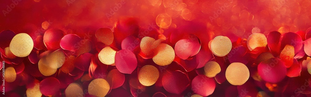 Poster bright ruby red and glowing gold bokeh circles create a striking visual effect perfect for festive c