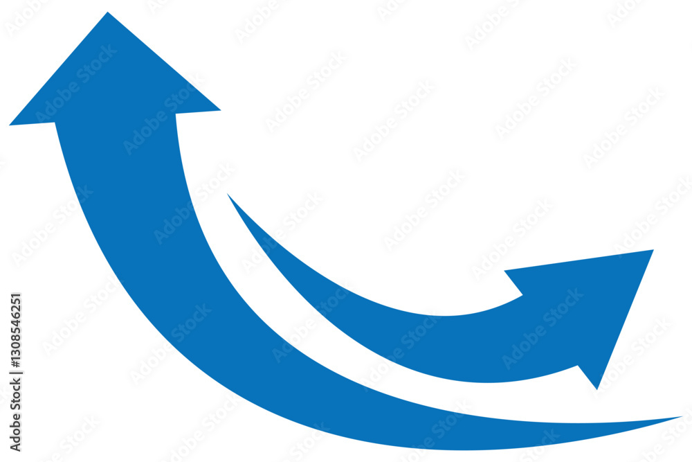 Poster blue curve arrow icon. arrow indicated the direction symbol. curved arrow sign. blue rounded arrow.