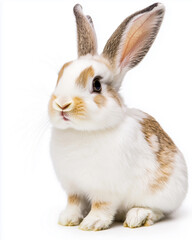 Obraz premium White Rabbit with Long Ears Isolated on White Background 