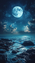 Fototapeta premium Moonlit Ocean at Night