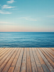 Seaside Serenity: A wooden boardwalk leads to a mesmerizing view of the calm ocean under a serene blue sky, inviting contemplation and relaxation. 