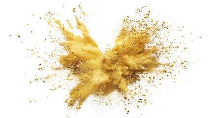 Shimmering Gold Dust Explosion on Transparent PNG – Vibrant Paint Effect
