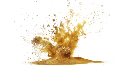 Golden Powder Burst Isolated on PNG Transparent Background – Festive Holi Splash
