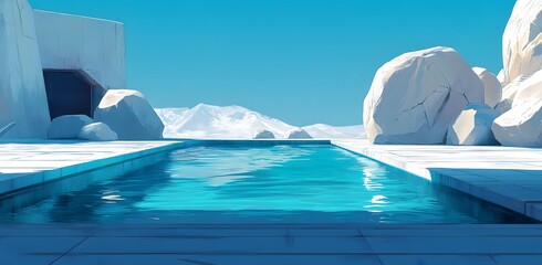 Snowy Mountain Pool Oasis