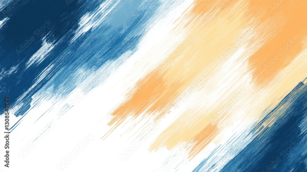 Poster Abstract pencil strokes blend deep blue and warm amber in a dynamic display of artistic expression