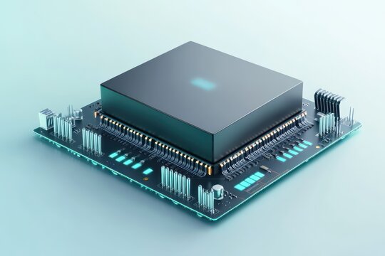 A conceptual digital design of artificial intelligence with a chip processor, representing its vital role in transforming data into actionable insights.