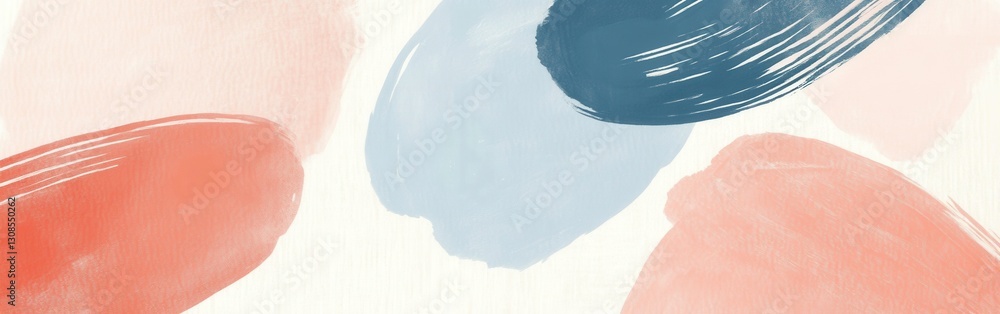 Aufkleber abstract pastel coral and blue arcs create a soothing visual composition in a modern art style
