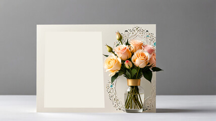 An Elegant Greeting card with attractive floral designs on a white background for birthday, anniversary and festival occasions.