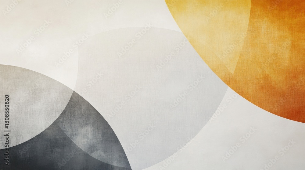 Poster Muted amber and gray arcs blend in an abstract design that evokes calm and sophistication in an artistic expression