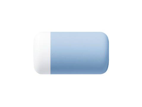 rounded eraser 3D theme for kids school ornament, isolated on a transparent background