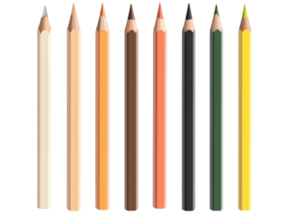 colorful set pencil isolated on a transparent background, png editable